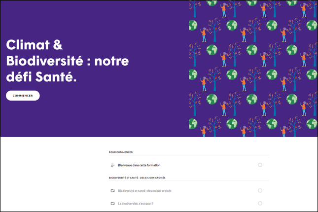 Page d'accueil de la formation sur le climat et la biodiversité du Groupe VYV