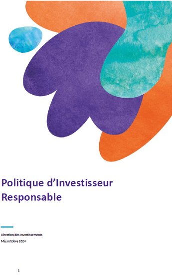 Couverture du document intitulé Politique d'Investisseur Responsable
