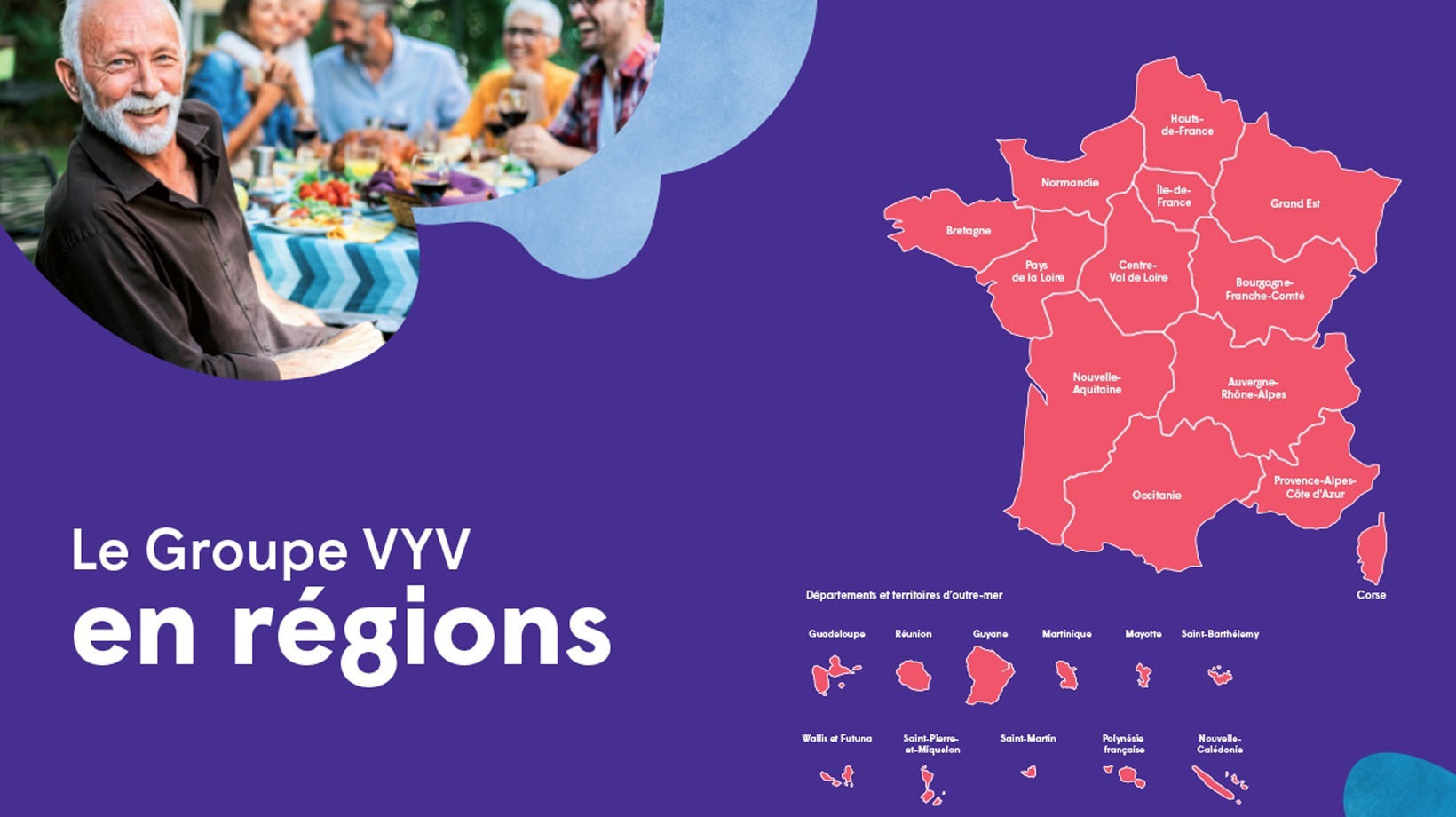 Carte présentant la présence du Groupe VYV en régions
