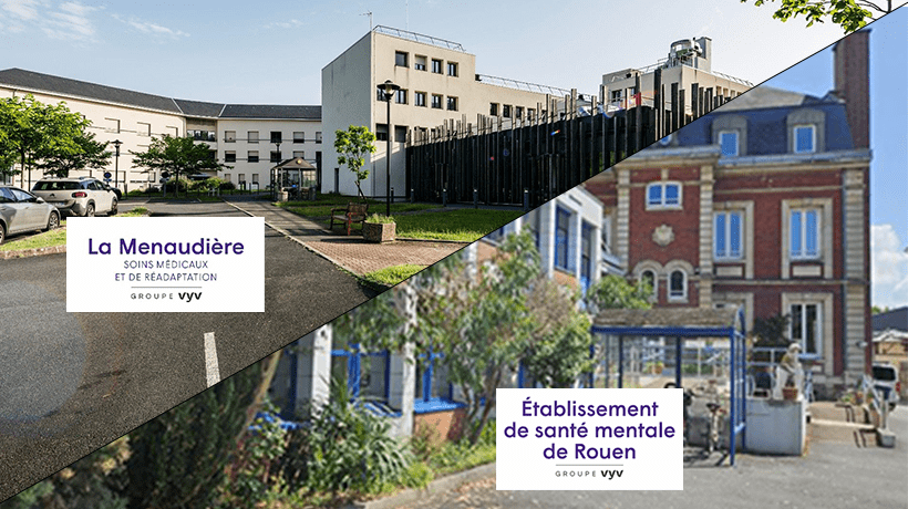 Montage photo avec les 2 établissements VYV 3 : ESM santé mentale et La Menaudière